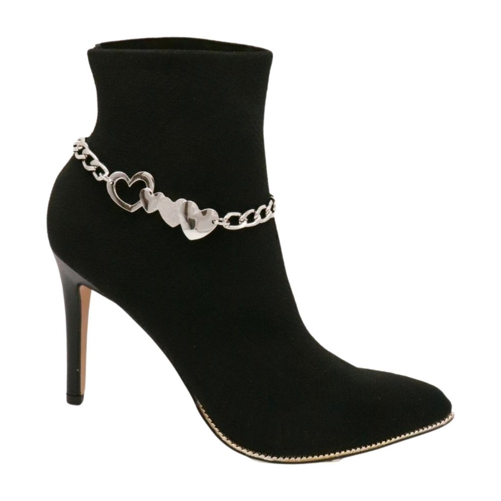 COPY - Women silver metal boot chain bracelet love heart shoe charm anklet frie…